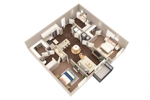 Floor plan for 2 beds, 2 baths, 1113 sqft
